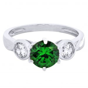 Emerald & Crystal Promise Ring 10K Gold / 2.6 Grams