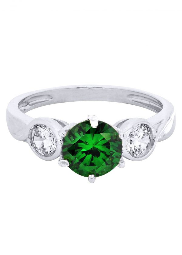 Emerald & Crystal Promise Ring 10K Gold / 2.6 Grams