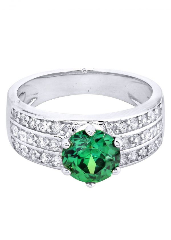 Emerald & Crystal Promise Ring 10K Gold / 4.3 Grams