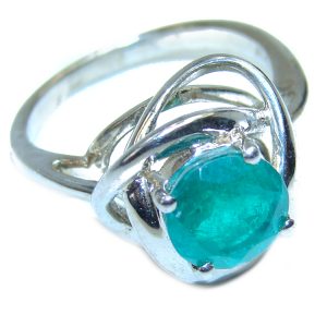 Spectacular 5.2 ctw Colombian Emerald .925 Sterling Silver handmade Ring size 7 1/4