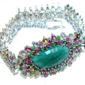 Natalie authentic Emerald Tourmaline .3925 Sterling Silver handcrafted Bracelet