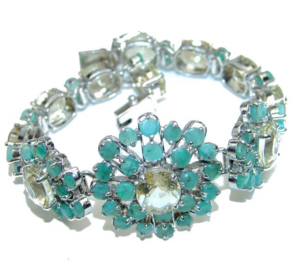 Luxury Authentic Citrine Emerald .925 Sterling Silver handmade Bracelet