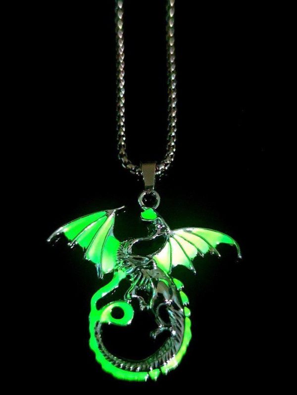 Fashion Women Men Luminous Dragon Pendant Trendy Necklace Jewelry Online Emerald green